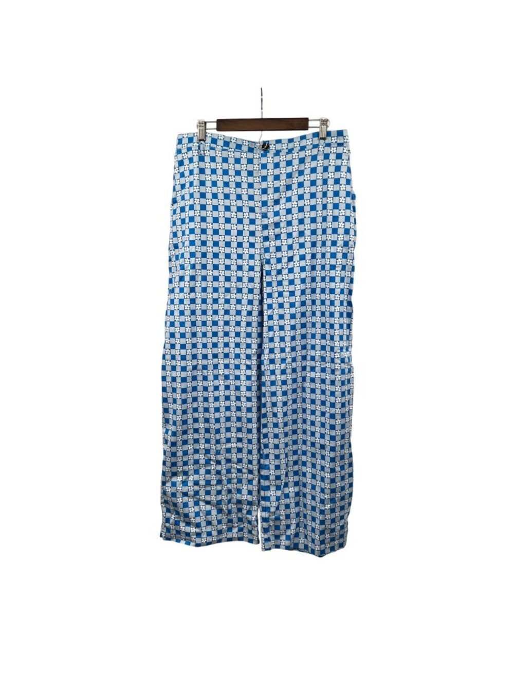 Wild Fable Womens Mixed Print Wide Leg Pants Pull On Blue/White Size XL